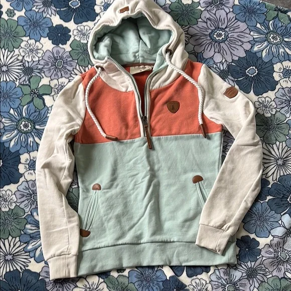 Wanakome Colorblock Hoodie - Coral, Mint, Cream - Picture 1 of 6
